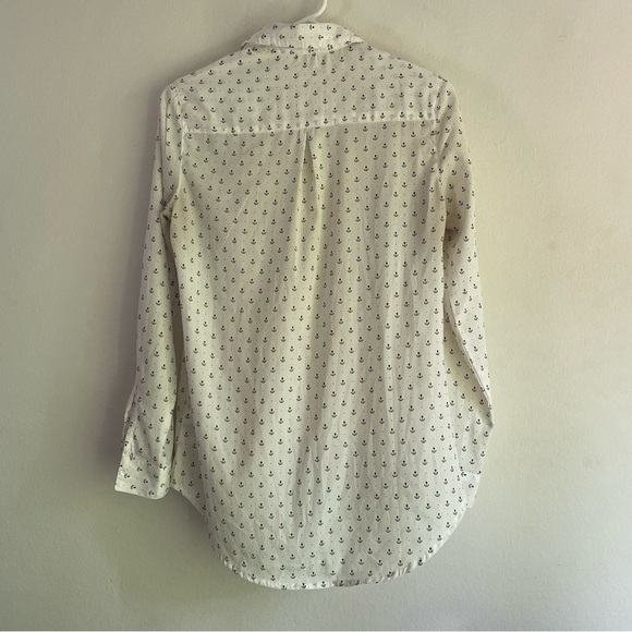Pimkie white button up blouse anchor print long sleeve top - Picture 9 of 9